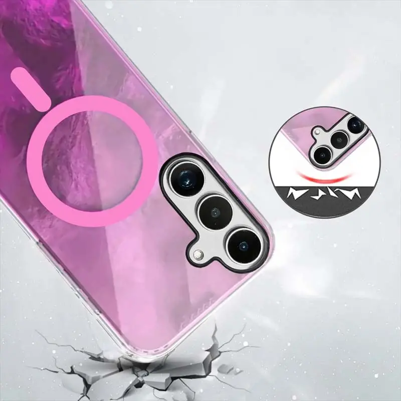 Чехол TPU Shiny Mountain Magnetic Fit для Samsung Galaxy S26+, Pink 1, TPU, купить оптом с доставкой