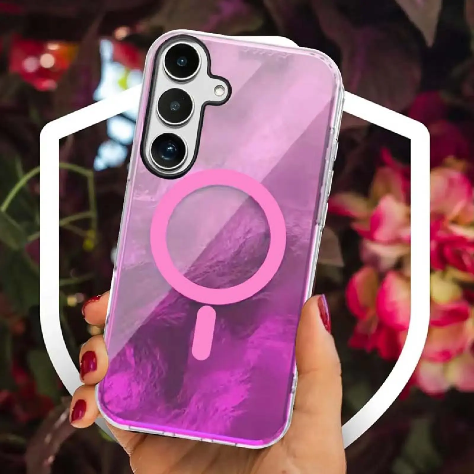 Чехол TPU Shiny Mountain Magnetic Fit для Samsung Galaxy S26+, Pink 2, TPU, купить оптом с доставкой