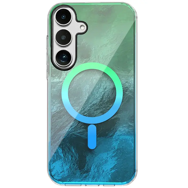 Чехол TPU Shiny Mountain Magnetic Fit для Samsung Galaxy S26+, Green / Blue, TPU, купить оптом с доставкой