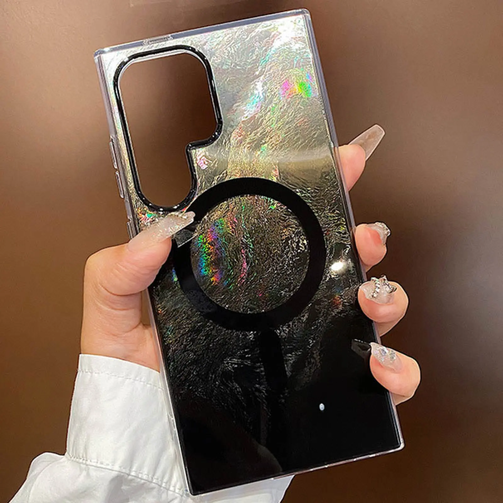 Чехол TPU Shiny Mountain Magnetic Fit для Samsung Galaxy S26 Ultra, Black 2, TPU, купить оптом с доставкой