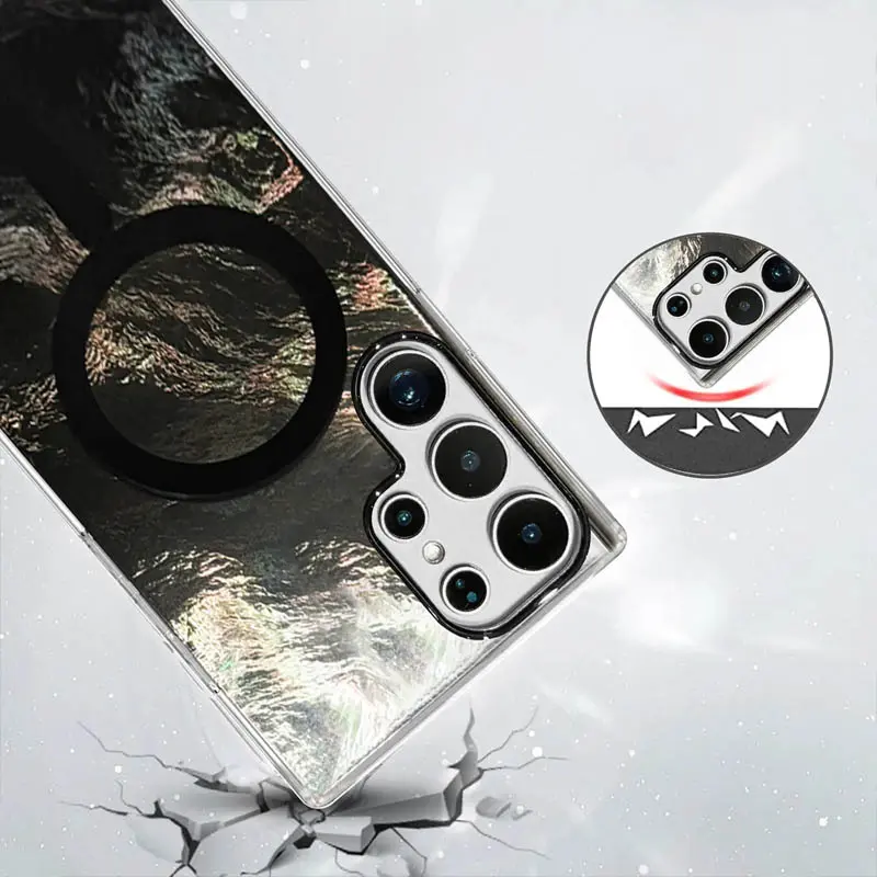 Чехол TPU Shiny Mountain Magnetic Fit для Samsung Galaxy S26 Ultra, Black 3, TPU, купить оптом с доставкой