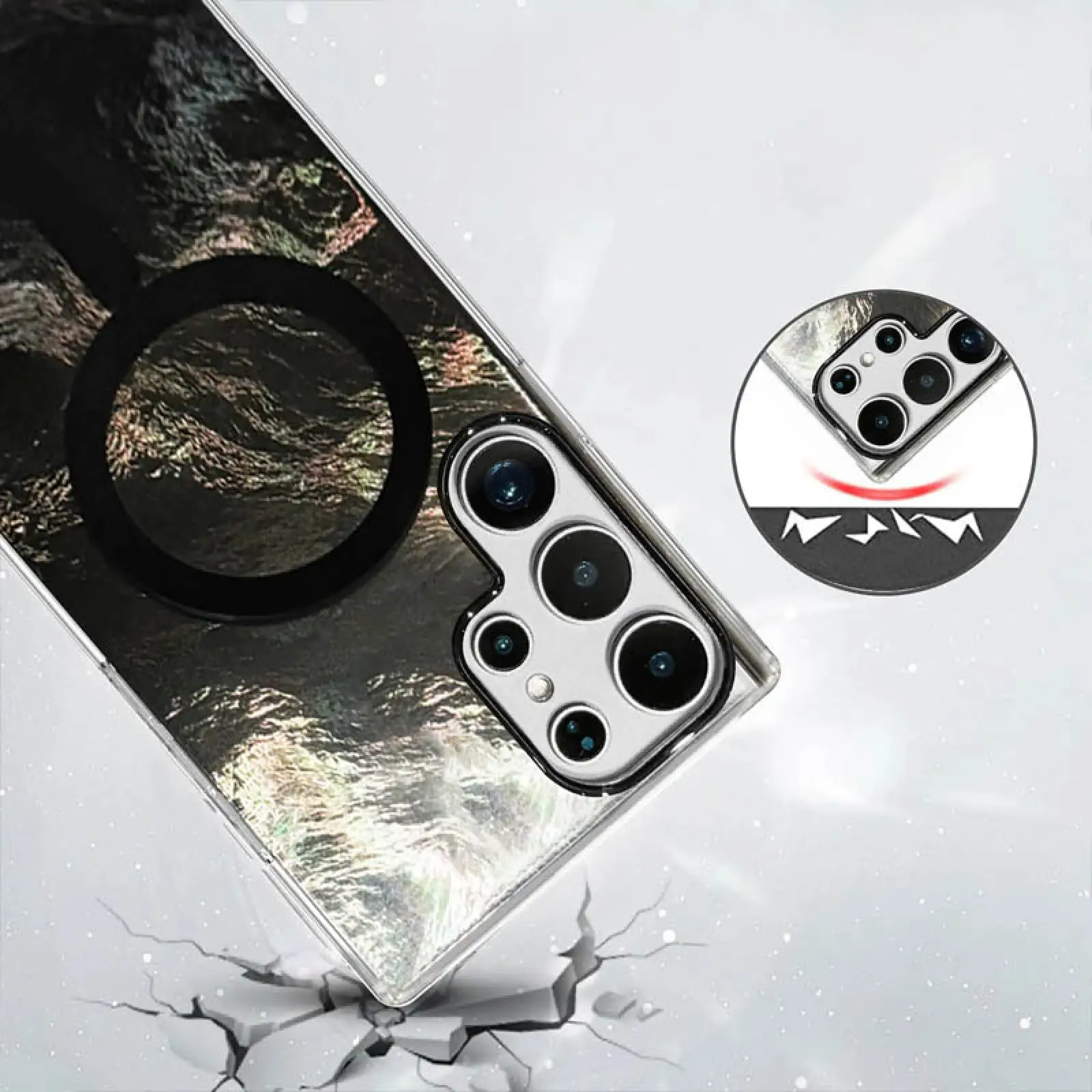 Чехол TPU Shiny Mountain Magnetic Fit для Samsung Galaxy S26 Ultra, Black 3, TPU, купить оптом с доставкой