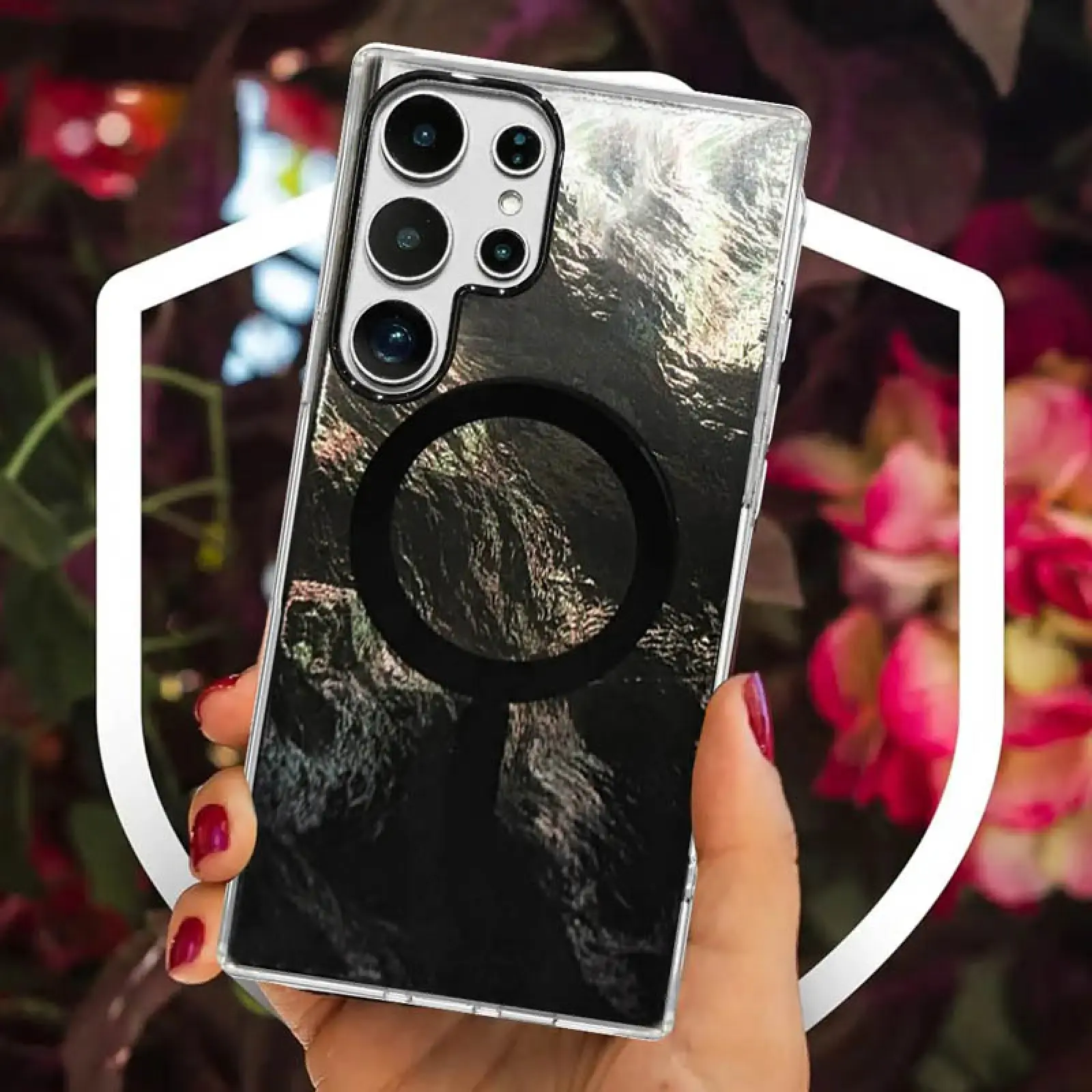 Чехол TPU Shiny Mountain Magnetic Fit для Samsung Galaxy S26 Ultra, Black 4, TPU, купить оптом с доставкой