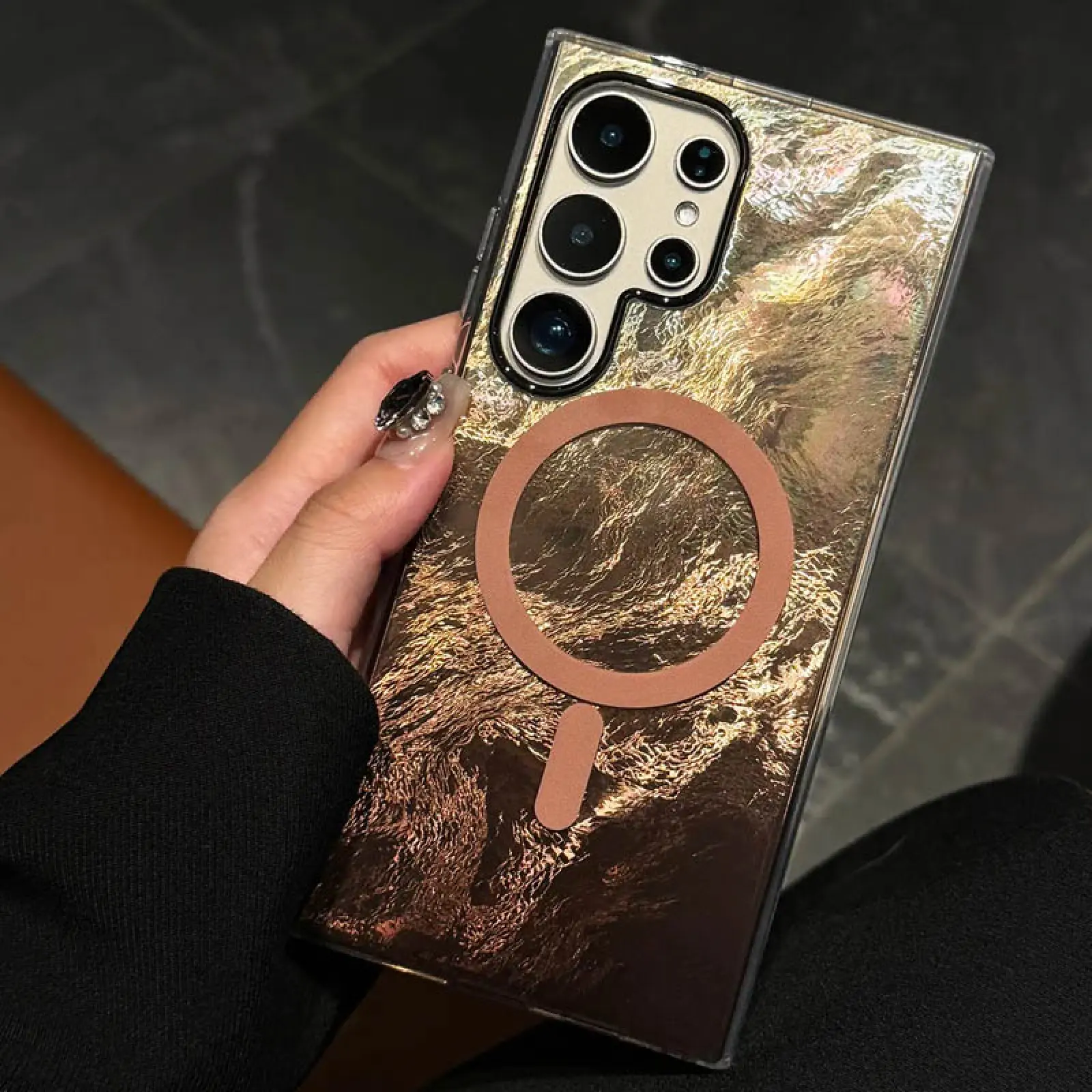 Чехол TPU Shiny Mountain Magnetic Fit для Samsung Galaxy S26 Ultra, Chocolate 4, TPU, купить оптом с доставкой