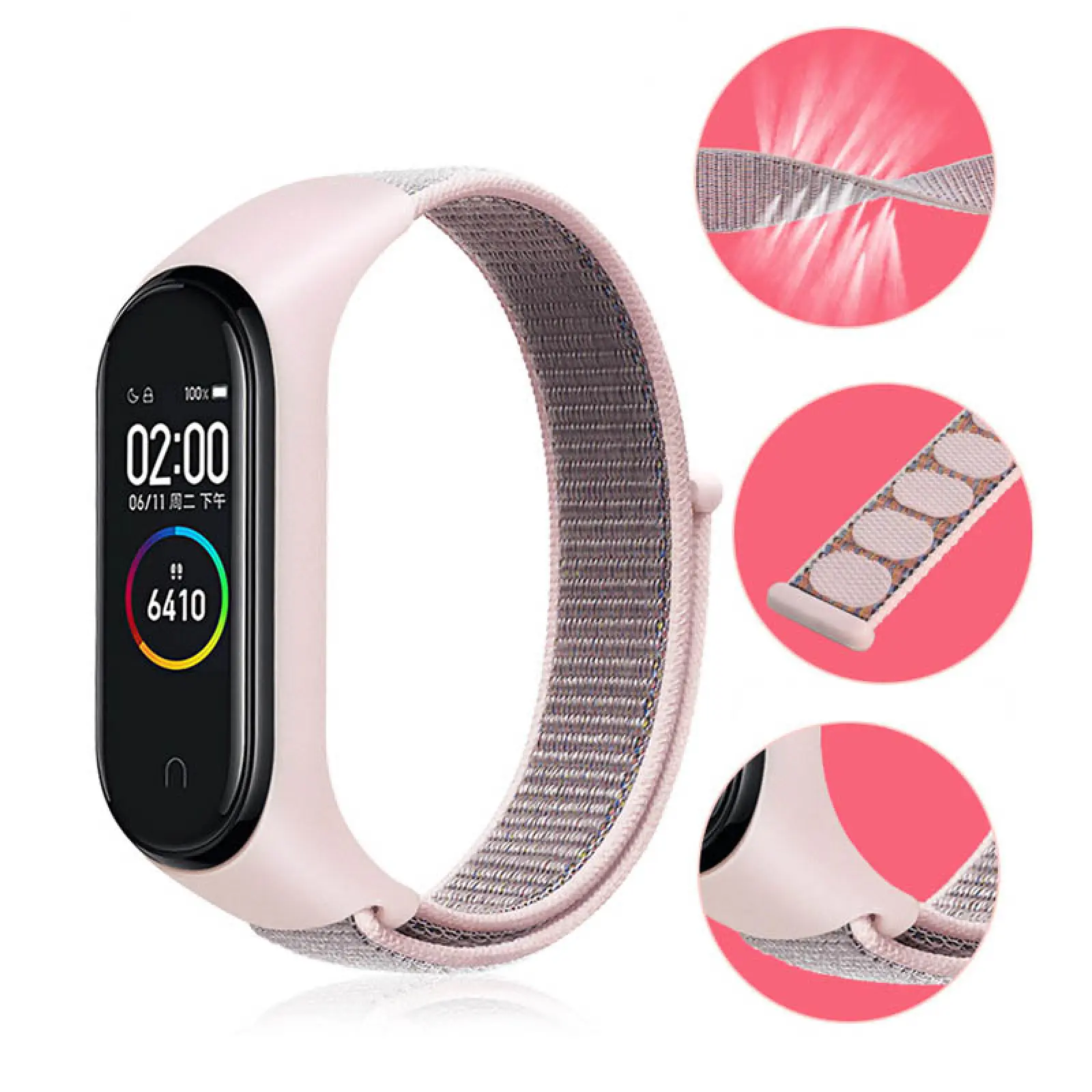 Ремешок Nylon New для Xiaomi Mi Band 3/4/5/6/7, Pink Sand 1, Нейлон, купить оптом с доставкой
