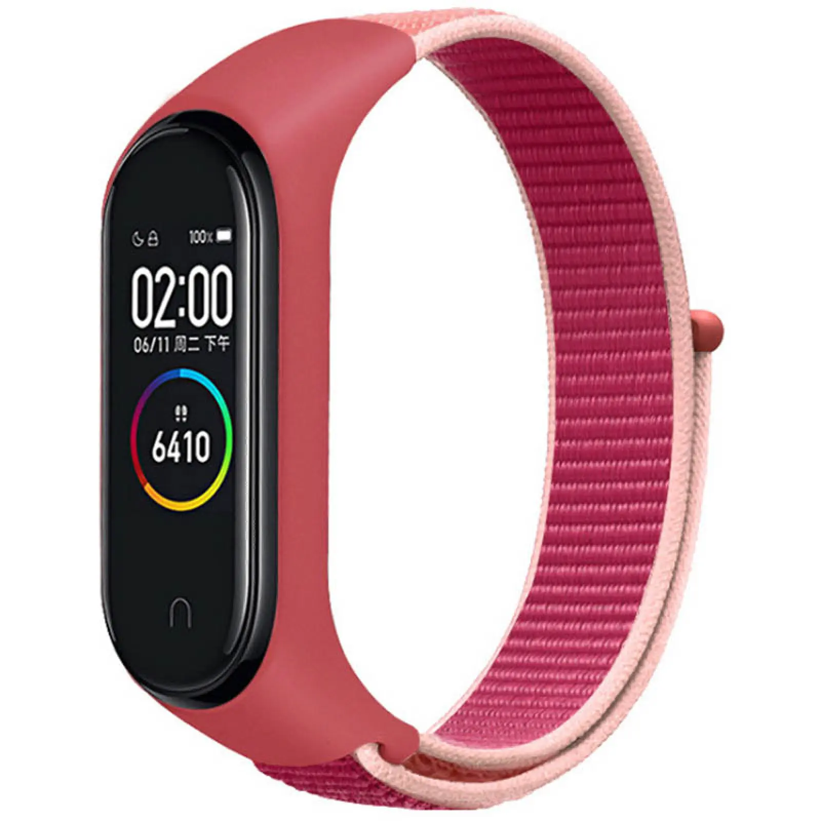 Ремешок Nylon New для Xiaomi Mi Band 3/4/5/6/7, Pomegranate Red / Pink, Нейлон, купить оптом с доставкой