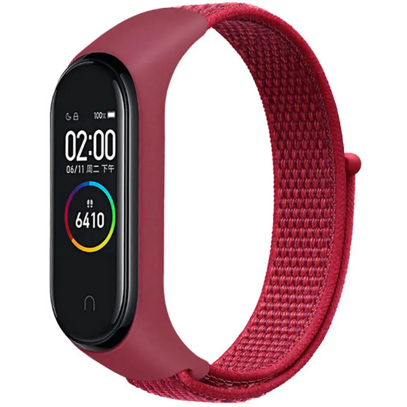 Ремешок Nylon New для Xiaomi Mi Band 3/4/5/6/7, Red, Нейлон, купить оптом с доставкой