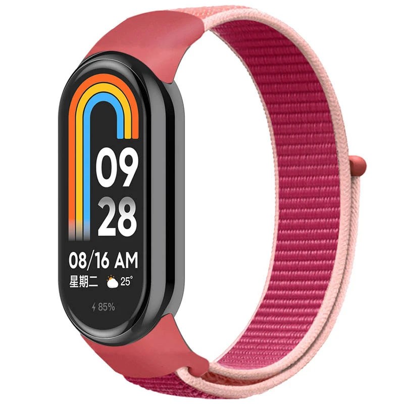 Ремешок Nylon New для Xiaomi Mi Band 8/9/10, Pomegranate Red / Pink, Нейлон, купить оптом с доставкой