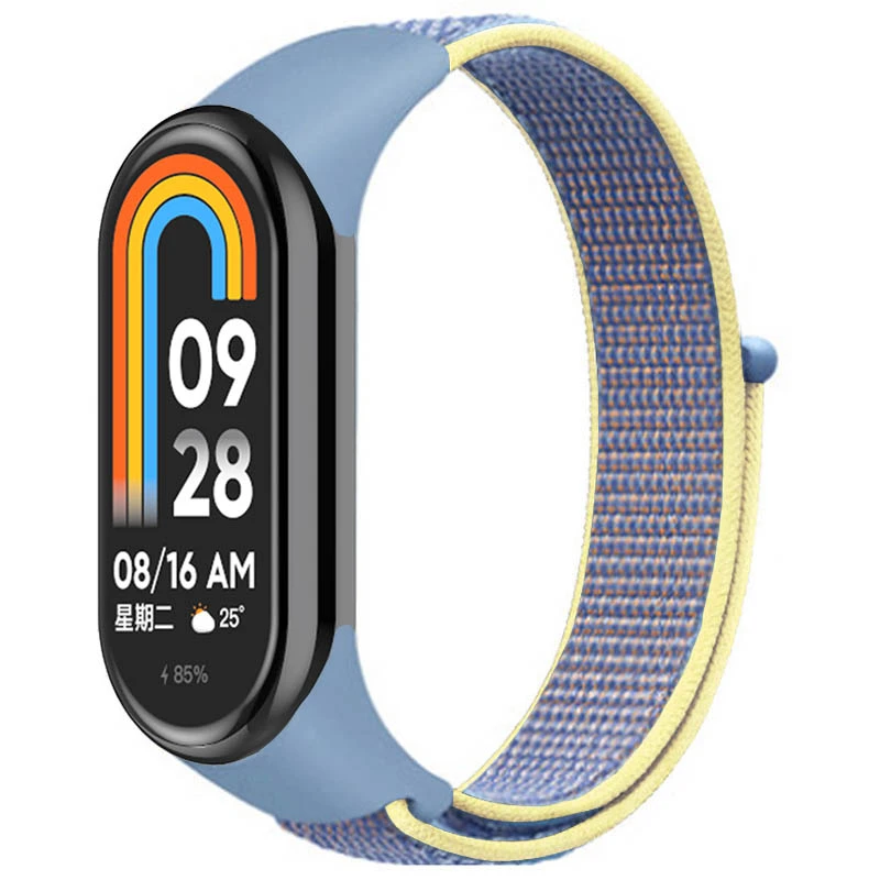 Ремешок Nylon New для Xiaomi Mi Band 8/9/10, Azure / Yellow, Нейлон, купить оптом с доставкой