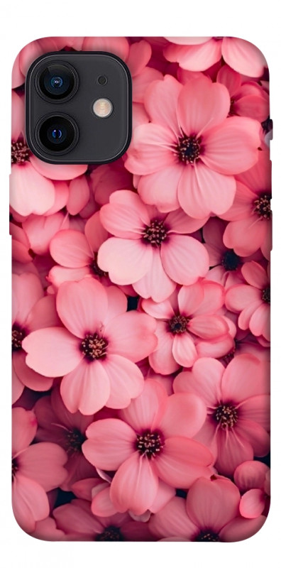 Чохол itsPrint Pink flowers для Apple iPhone 12 mini (5.4"), квіти, купити оптом з доставкою