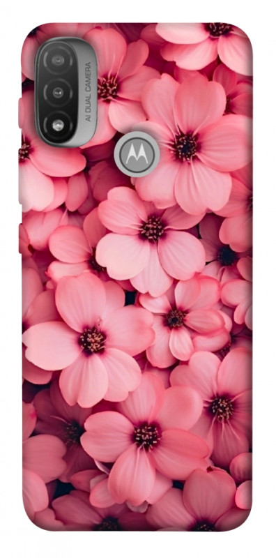 Чехол itsPrint Pink flowers для Motorola Moto E20, цветы, купить оптом с доставкой
