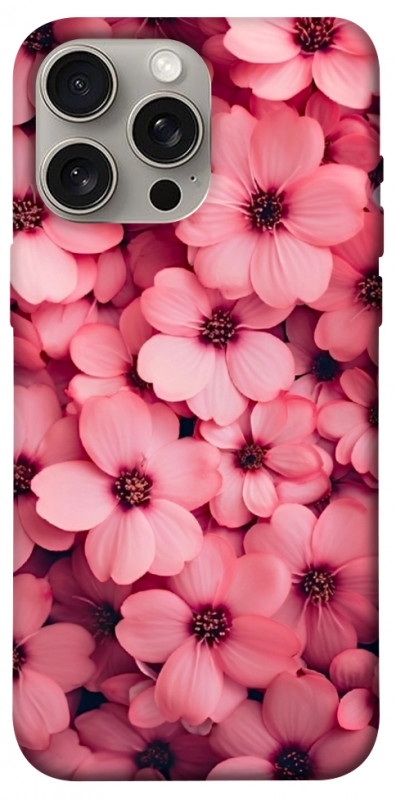 Чехол itsPrint Pink flowers для Apple iPhone 15 Pro Max (6.7"), цветы, купить оптом с доставкой