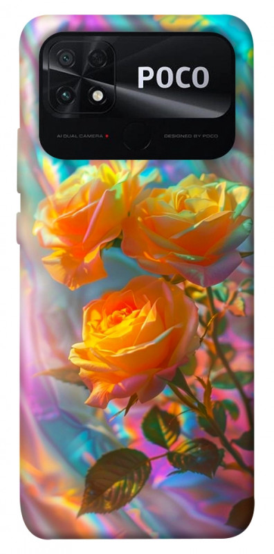 Чехол itsPrint Golden rose для Xiaomi Poco C40, цветы, купить оптом с доставкой