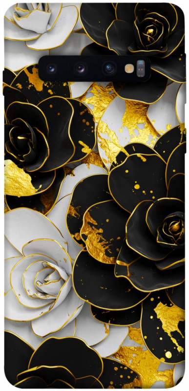 Чехол itsPrint Flower black-white для Samsung Galaxy S10, цветы, купить оптом с доставкой