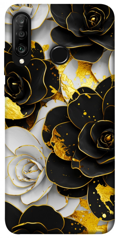 Чехол itsPrint Flower black-white для Huawei P30 lite, цветы, купить оптом с доставкой