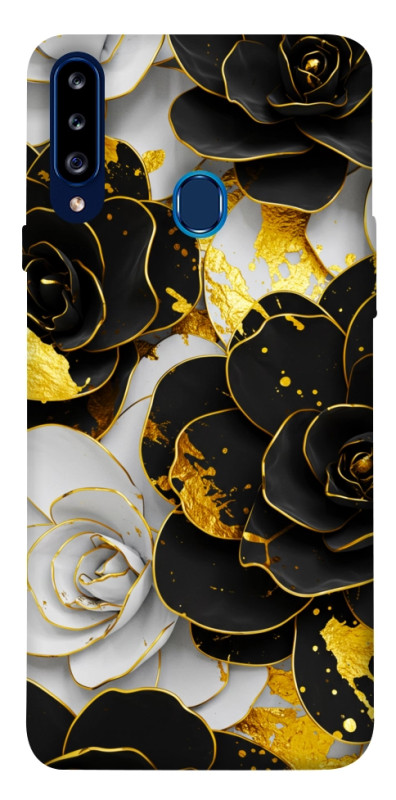 Чехол itsPrint Flower black-white для Samsung Galaxy A20s, цветы, купить оптом с доставкой