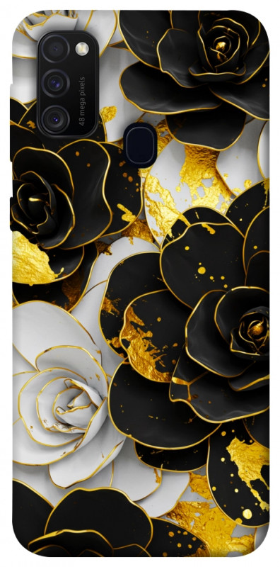 Чехол itsPrint Flower black-white для Samsung Galaxy M30s / M21, цветы, купить оптом с доставкой
