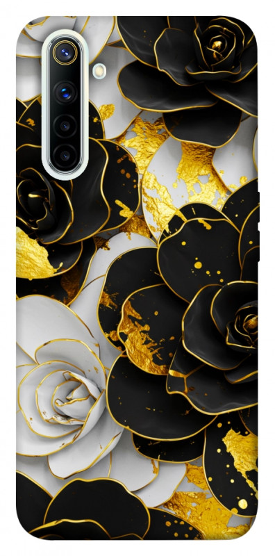 Чехол itsPrint Flower black-white для Realme 6, цветы, купить оптом с доставкой