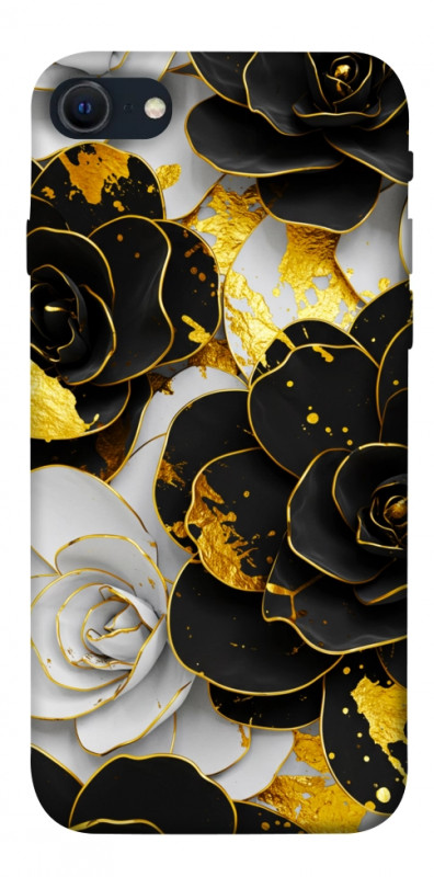 Чехол itsPrint Flower black-white для Apple iPhone SE (2020), цветы, купить оптом с доставкой