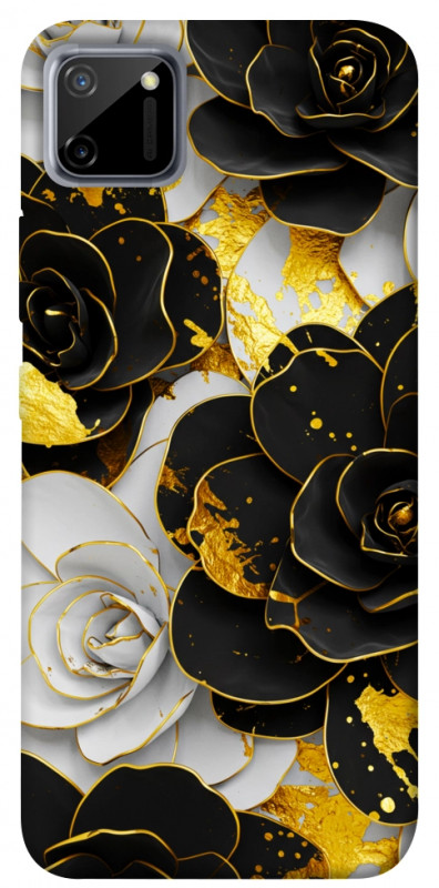 Чехол itsPrint Flower black-white для Realme C11, цветы, купить оптом с доставкой