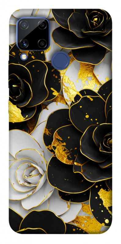 Чехол itsPrint Flower black-white для Realme C15, цветы, купить оптом с доставкой