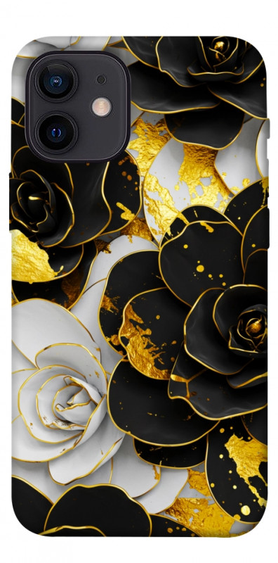 Чехол itsPrint Flower black-white для Apple iPhone 12 mini (5.4"), цветы, купить оптом с доставкой