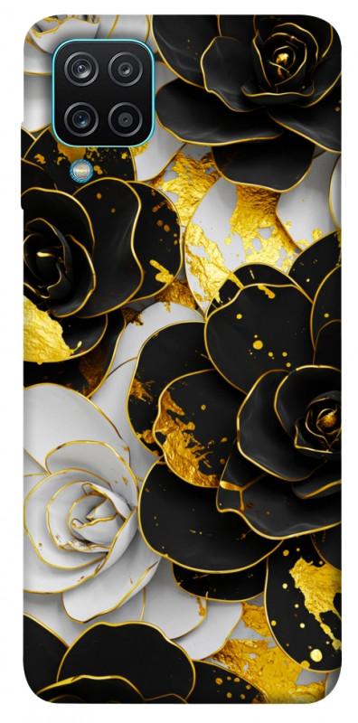 Чехол itsPrint Flower black-white для Samsung Galaxy A12, цветы, купить оптом с доставкой