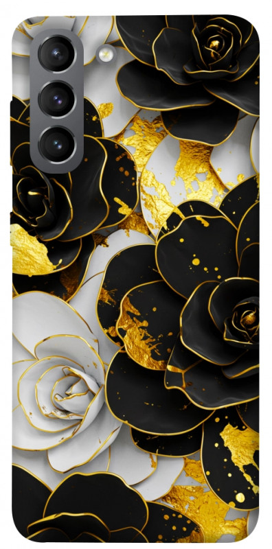 Чехол itsPrint Flower black-white для Samsung Galaxy S21, цветы, купить оптом с доставкой