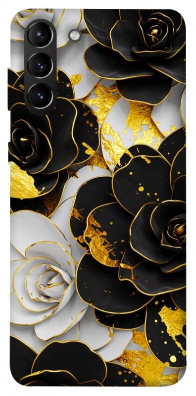 Чехол itsPrint Flower black-white для Samsung Galaxy S21+, цветы, купить оптом с доставкой