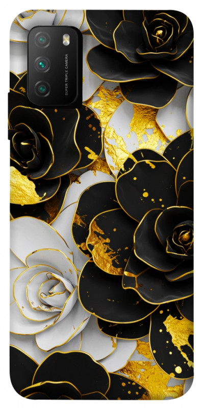 Чехол itsPrint Flower black-white для Xiaomi Poco M3, цветы, купить оптом с доставкой