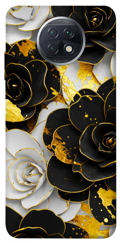 Чехол itsPrint Flower black-white для Xiaomi Redmi Note 9 5G / Note 9T, цветы, купить оптом с доставкой