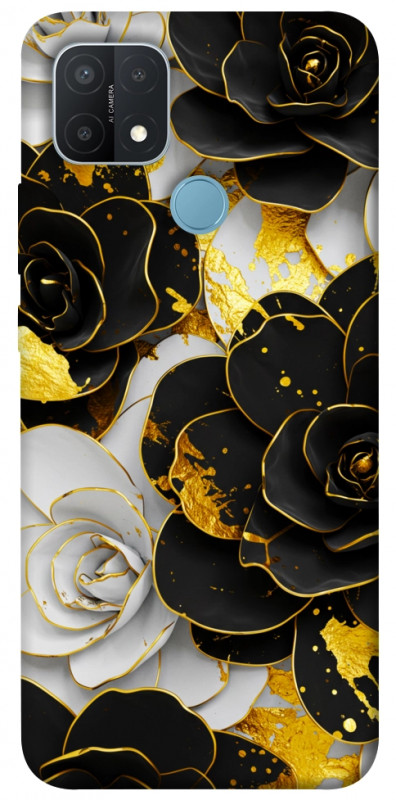 Чехол itsPrint Flower black-white для Oppo A15s / A15, цветы, купить оптом с доставкой
