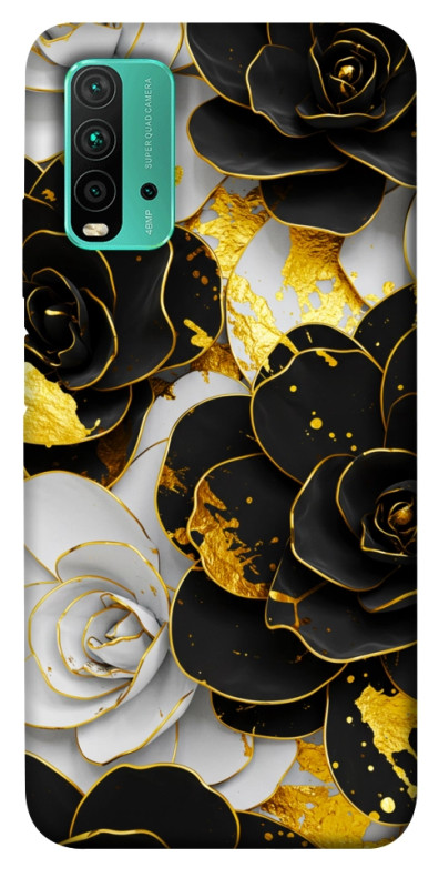 Чехол itsPrint Flower black-white для Xiaomi Redmi Note 9 4G / Redmi 9 Power / Redmi 9T, цветы, купить оптом с доставкой