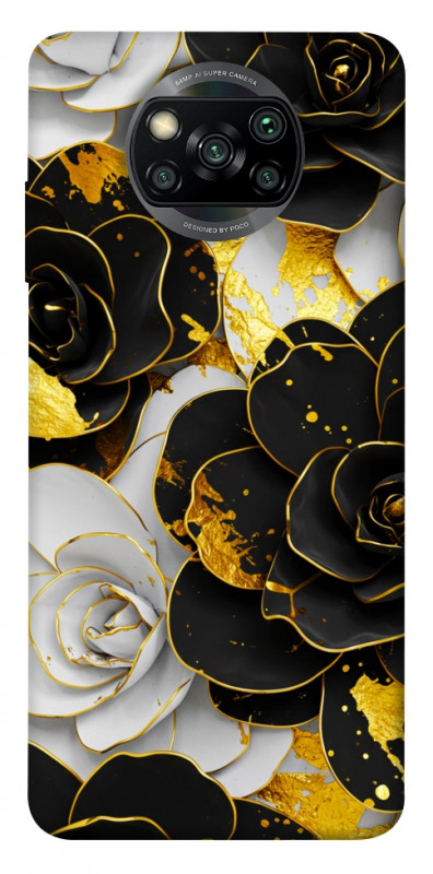 Чехол itsPrint Flower black-white для Xiaomi Poco X3 NFC / Poco X3 Pro, цветы, купить оптом с доставкой