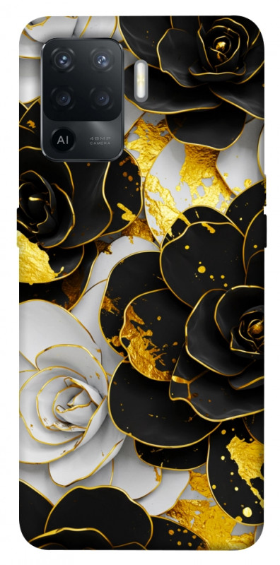 Чехол itsPrint Flower black-white для Oppo Reno 5 Lite, цветы, купить оптом с доставкой