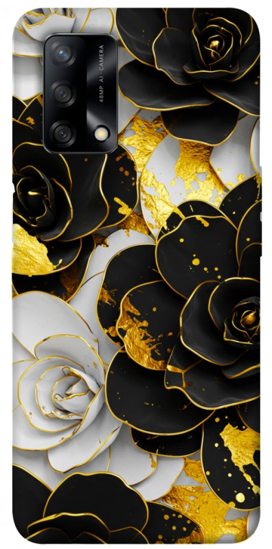 Чехол itsPrint Flower black-white для Oppo A74 4G, цветы, купить оптом с доставкой