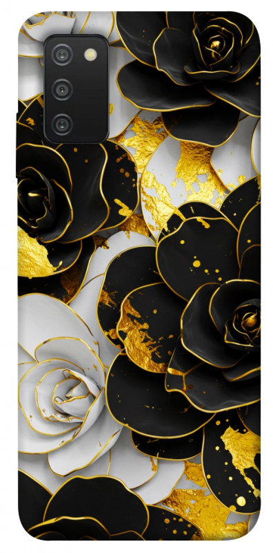 Чехол itsPrint Flower black-white для Samsung Galaxy A03s, цветы, купить оптом с доставкой