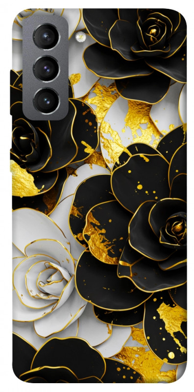 Чехол itsPrint Flower black-white для Samsung Galaxy S21 FE, цветы, купить оптом с доставкой