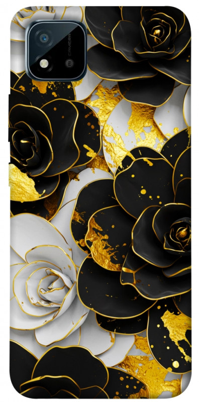 Чехол itsPrint Flower black-white для Realme C11 (2021), цветы, купить оптом с доставкой