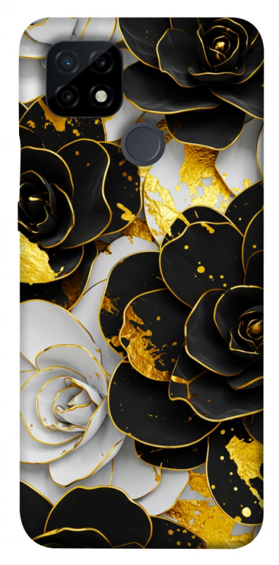 Чехол itsPrint Flower black-white для Realme C21, цветы, купить оптом с доставкой