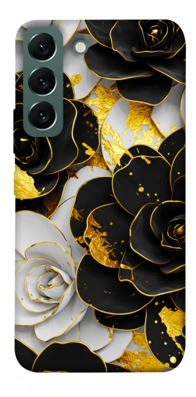Чехол itsPrint Flower black-white для Samsung Galaxy S22, цветы, купить оптом с доставкой