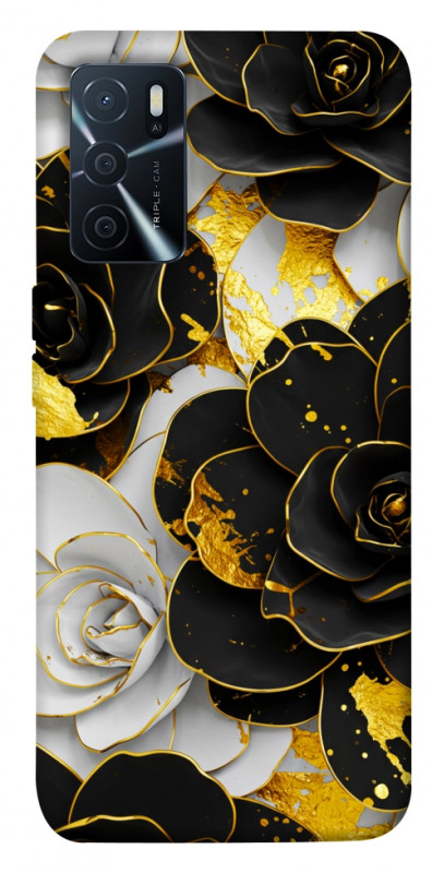 Чехол itsPrint Flower black-white для Oppo A16s / A16, цветы, купить оптом с доставкой