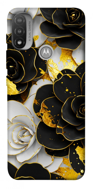 Чехол itsPrint Flower black-white для Motorola Moto E20, цветы, купить оптом с доставкой