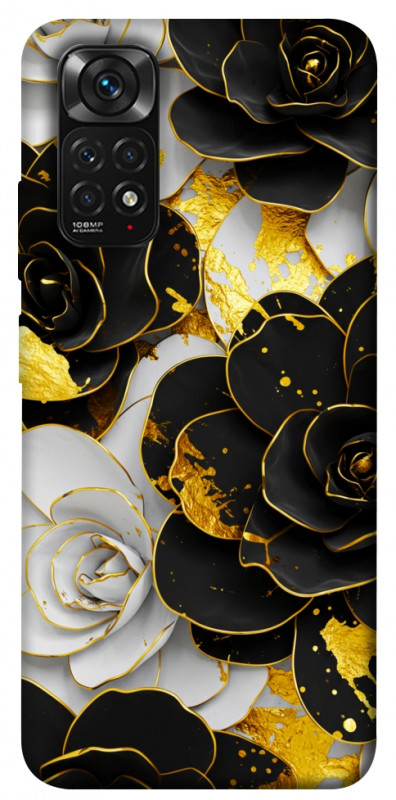 Чехол itsPrint Flower black-white для Xiaomi Redmi Note 11 (Global) / Note 11S, цветы, купить оптом с доставкой