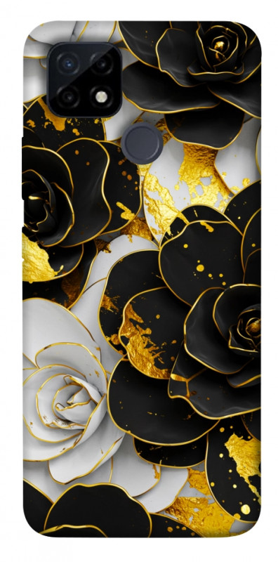 Чехол itsPrint Flower black-white для Realme C12, цветы, купить оптом с доставкой