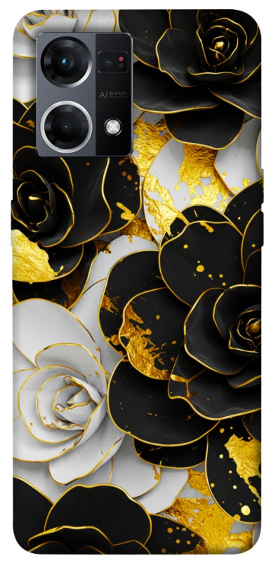 Чохол itsPrint Flower black-white для Oppo Reno 7 4G, квіти, купити оптом з доставкою