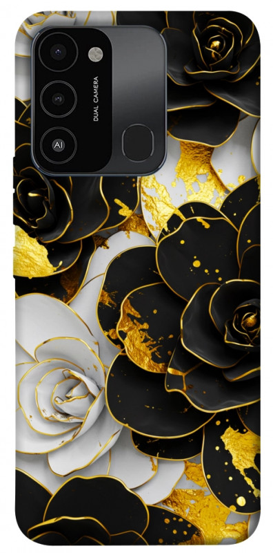 Чехол itsPrint Flower black-white для TECNO Spark 8C, цветы, купить оптом с доставкой