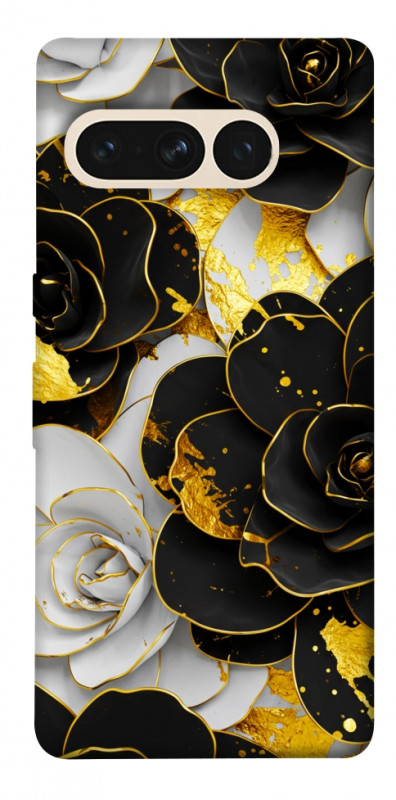 Чехол itsPrint Flower black-white для Google Pixel 7 Pro, цветы, купить оптом с доставкой