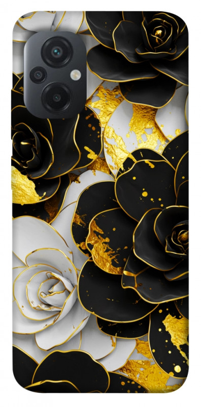 Чехол itsPrint Flower black-white для Xiaomi Poco M5, цветы, купить оптом с доставкой