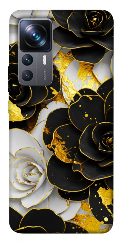 Чехол itsPrint Flower black-white для Xiaomi 12T / 12T Pro, цветы, купить оптом с доставкой